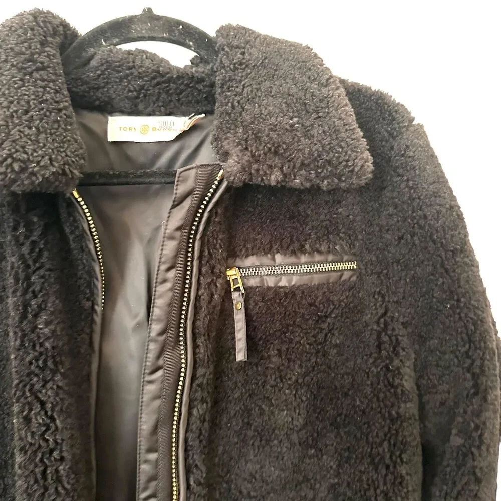 TORY BURCH‎ Tie-Cuff Faux Fur Jacket Sz Medium